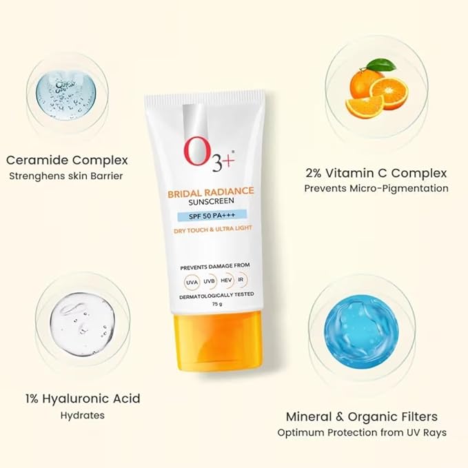 03++ Professional Bridal Radiance Sunscreen SPF 50 PA+++ 75g Broad Spectrum UV Protection