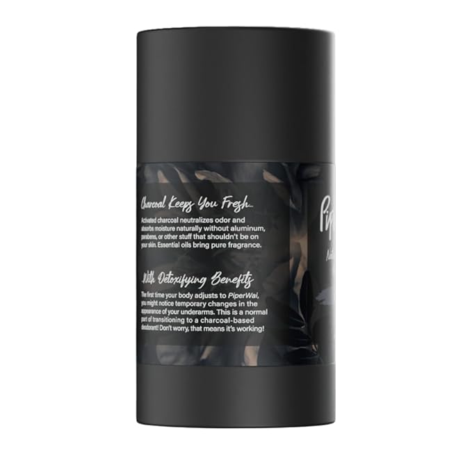 PiperWai Natural Deodorant w/Activated Charcoal | Odor Protection Vegan Aluminum Free Shark Tank Product for Women &amp Men | Great for Travel &amp Gifts | 2.6 oz (75g) Original Scented Stick 2-