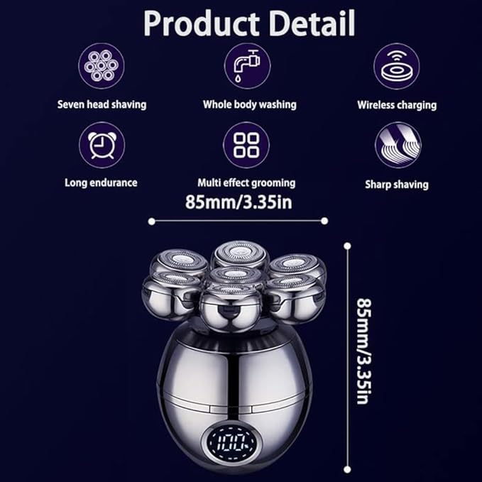 Head Shaver for Men 5 in 1 Shaver Electric Shaver Men Grooming Kit Wet Dry Beard Hair Trimmer Electric Razor Rechargeable Bald Head Shaving Machine LCD Display
