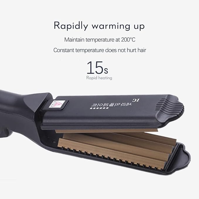 Pro Big Hair Crimper Corrugated Iron Hair Waver Fluffy Hair Straightener Curling Iron Titanium Ceramic Flat Crimping Iron Plate