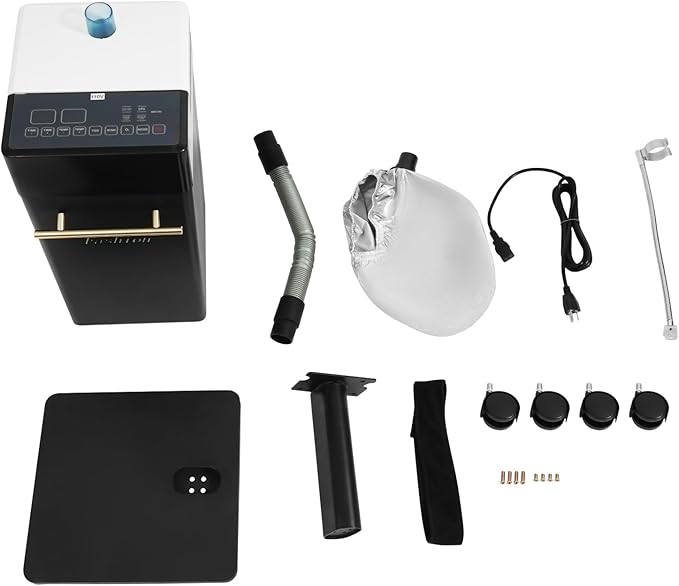 Multifunctional Nano Hair Steamer Professional Standing Hair Steamer Hair Dyeing Machine with Wheels for Home Hair Salon. (Black)