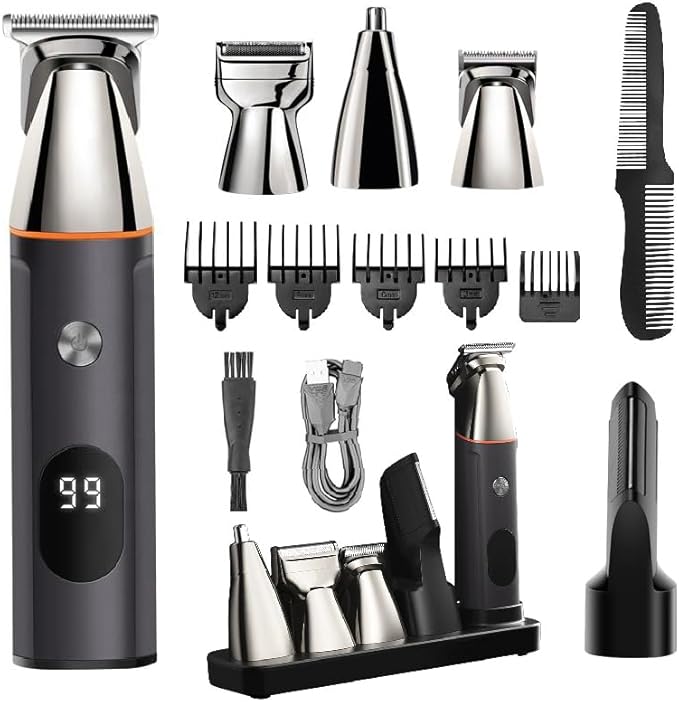 Hair Clippers for Men 5 in 1 Grooming Kit Hair Beard Trimmer for Men Rechargeable Electric Shaver Body Trimmer Eyebrow Nose Ear Waterproof