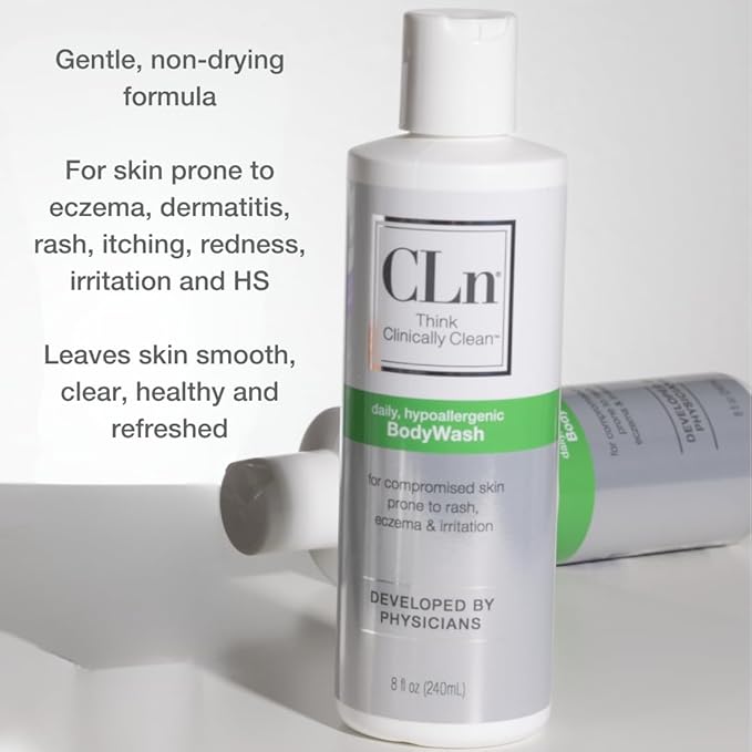 CLn® BodyWash –Non-Drying Body Wash For Compromised Skin Prone to Eczema Dermatitis Rash &amp Hidradenitis Suppurativa Fragrance-Free &amp Paraben-Free 8 fl oz. (Pack of 2)