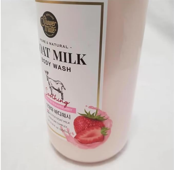 Goat Milk Body Wash – Strawberry Scent Gentle &amp Soothing Daily Cleanser with Goat Milk Complex 27.05 fl oz Each (2-Pack)