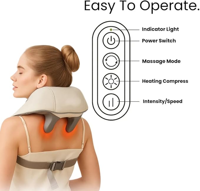 Neck &amp Shoulder Massager Portable Electric Back Massager with Soothing Heat 6D Shiatsu Neck Massager with Back Buckle Design Cordless &amp Quiet Operation Reduce Stress (Gray)