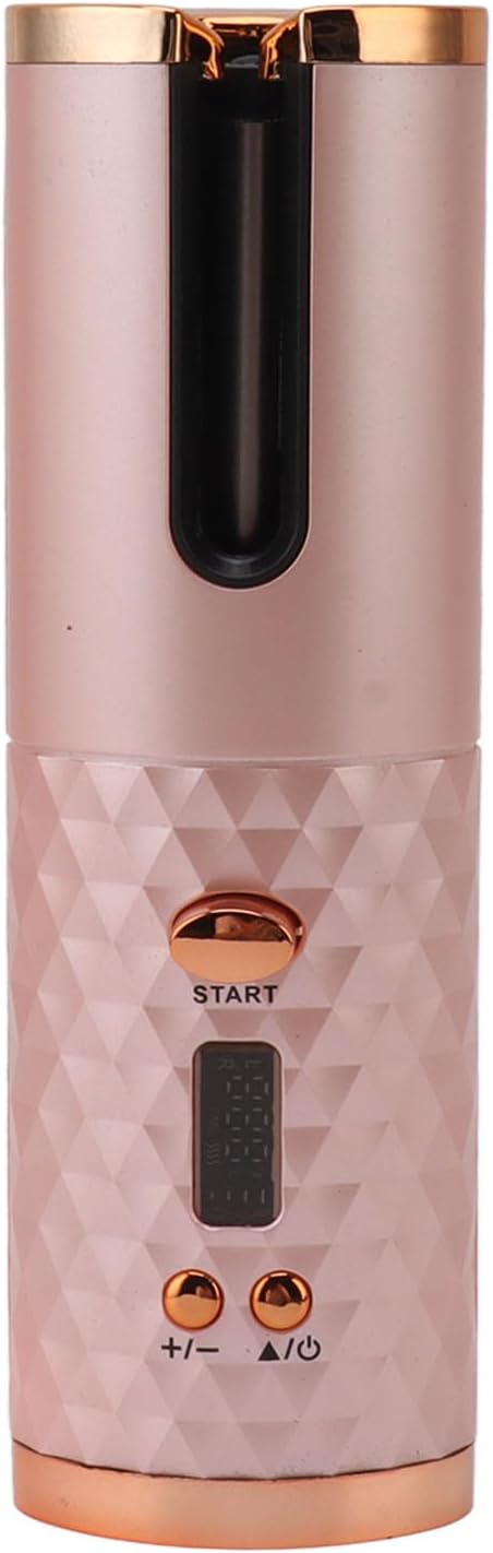 Keenso Cordless Automatic Hair Curler Fast Heating USB Rechargeable Portable Curling Wand for Hair Styling Flexibly Adjustable Temperature Lasts Up to 60 Minutes with Digital Display for Longlasting