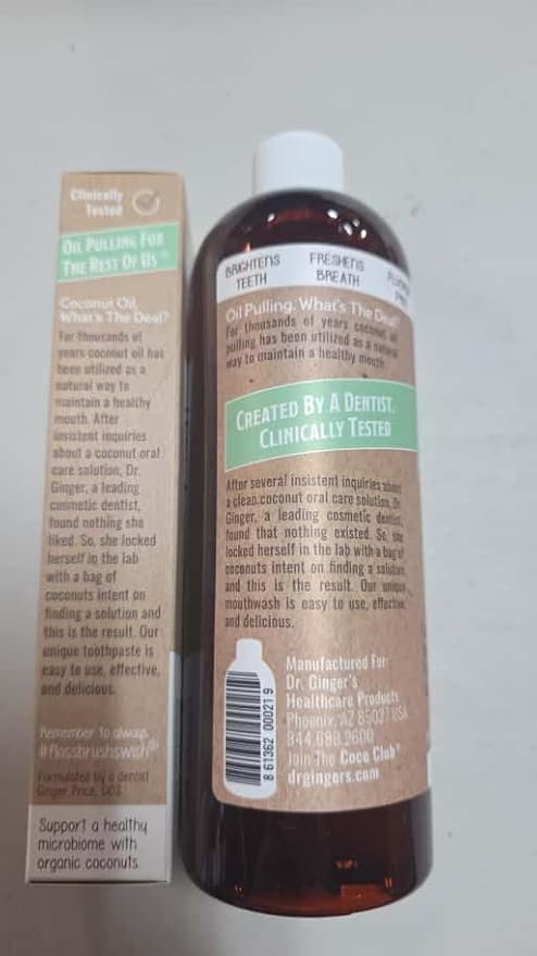 Coconut Oil Whitening Toothpaste 4oz and Mouthwash 14oz -Set (Manufacturer Packaged)