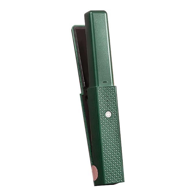 Cordless Hair Straightening and Curling Flat Iron Quick Heating Tourmaline Ceramic Hair Straightener Curler 2 in 1 Portable Styling Tool 18W(Green)