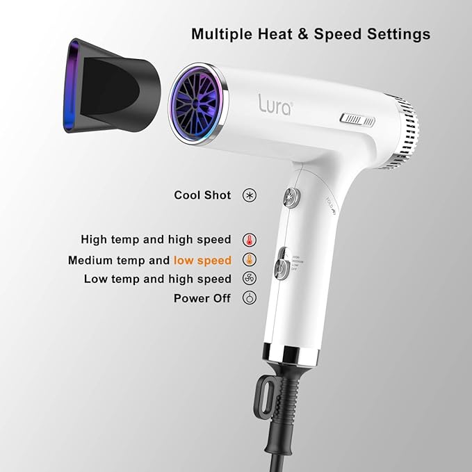 LURA Auto Dual Voltage Hair Dryer for International Travel1200W Travel HairDryers with DifffuserSmall Portable Blow Dryer for Women LightweightCompact Mini Blowdryers with Folding Hand for Kids