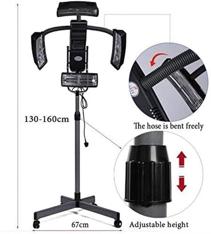 Salon Household Profession Heater Color Processor Stationary Wheel with Floor Hair Dryer Height-Adjustable Timer and Temperature Control Digital
