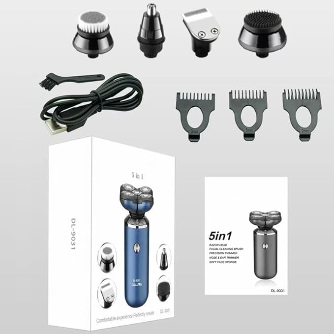 Electric Razor for Men 5 In 1 Grooming Set Washable Electric Shaver For Men Beard Hair Trimmer Facial Electric Razor Balds Shaving Machine Rechargeable