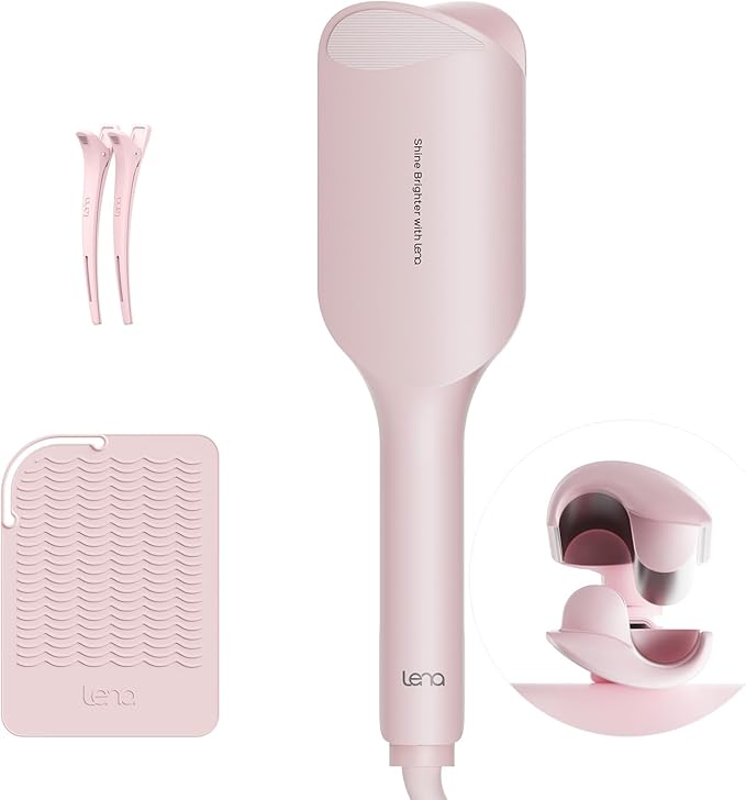 Waver Curling Iron Lena S12 Beach Waver Curling Wand Hair Tool with 2 Barrels Anti-Scald Protection Adjustable Time &amp Temps Dual Voltage Titanium Coating for Effortless Long-Lasting Waves