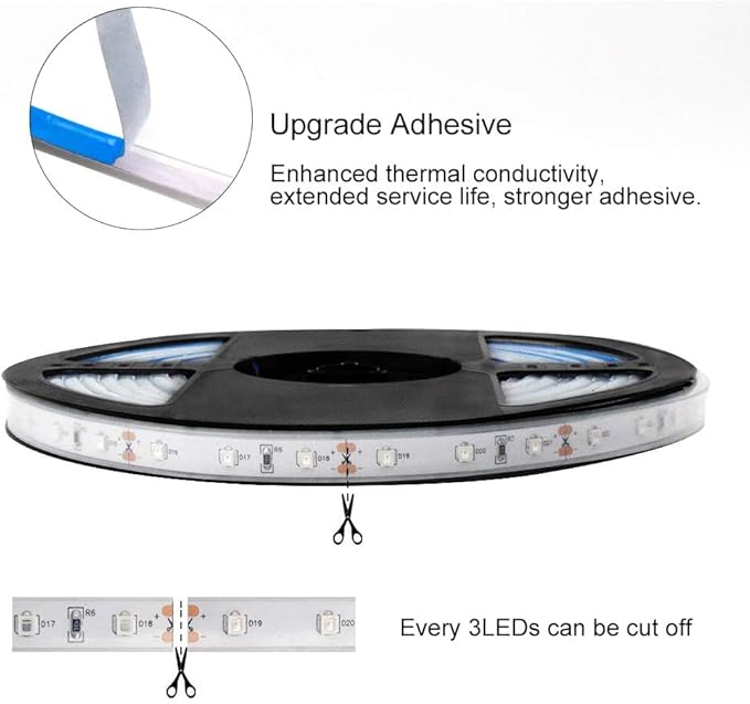 5M/16.4ft SMD2835 300LEDs Near Infrared 850nm NIR Single Chip DC12V 24W Flexible IR LED Strips Light IP65 Waterproof 8mm Wide 60LEDs/M 4.8W/M Light Strip