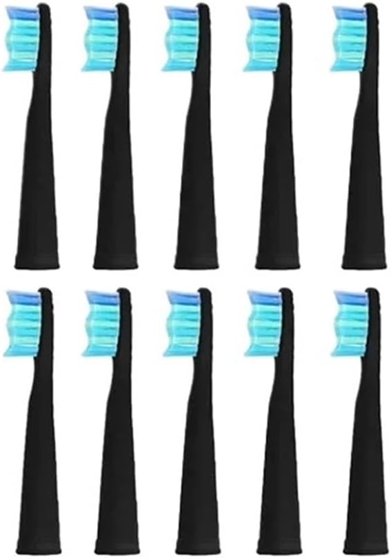 10pcs Electric Replacement Brush Heads ToothbrushCompatible for Seago SG910 SG507 SG958 SG515 SG949 SG575(10 Black Heads)