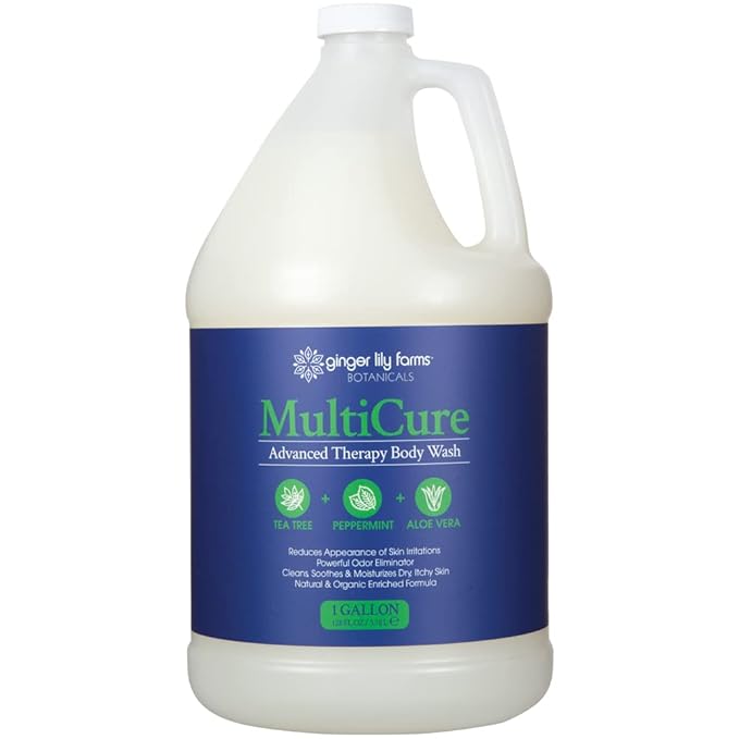 Ginger Lily Farms Botanicals MultiCure Advanced Therapy Body Wash with Tea Tree Oil Peppermint and Aloe Vera 100% Vegan &amp Cruelty-Free 1 Gallon (128 fl oz) Refill
