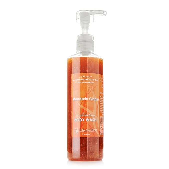 RD Alchemy - 98% Natural &amp Organic Mandarin Ginger Body Wash Shower Gel - Sweet and Warm Scent to Relax and Ground while Cleansing Exfoliating and Renewing