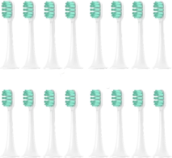 Replacement Brush Head Compatible with XIAOMI MIJIA T300/T500/T700 Sonic Electric Toothbrush Heads Soft Bristle Nozzle Deep Clean(16 pcs Green)