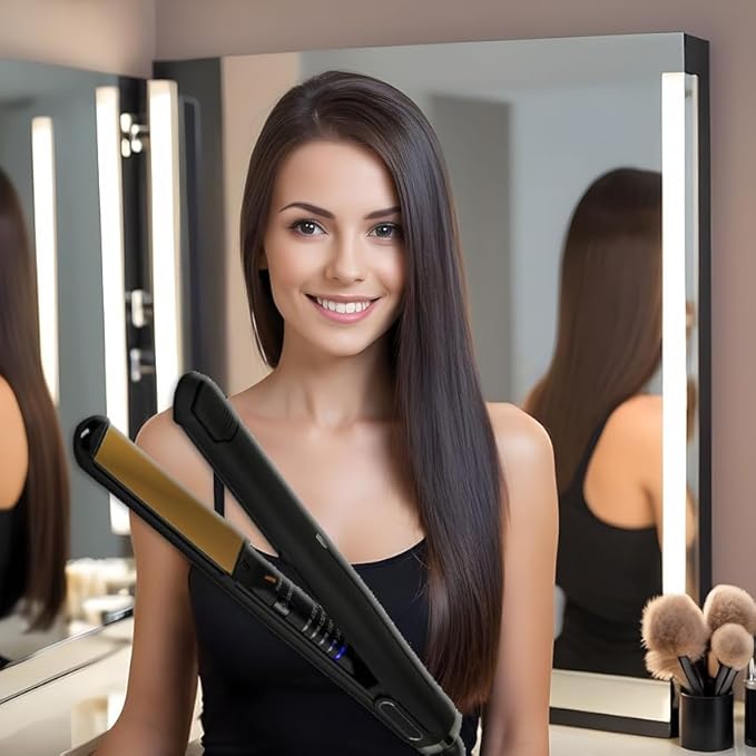 Professional Hair Straightener and Curler 2 in 1 Titanium Flat Iron Original Ceramic Flat Iron Flat Iron for A Smooth Finish Ceramic Floating Plates Quick Heat Up