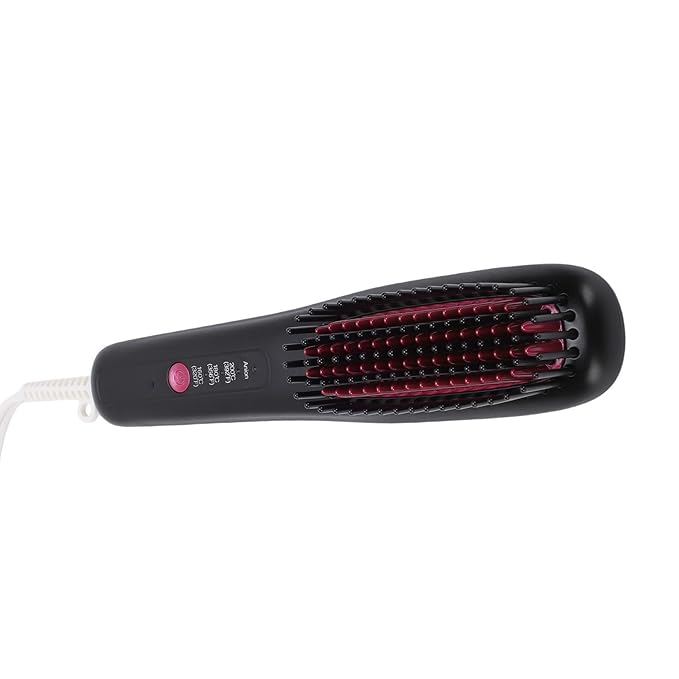ZJchao Hair Straightener Comb Adjustable 3 Temperature Settings Portable Straightening Brush with 3D Teeth for Home Travel Use Black