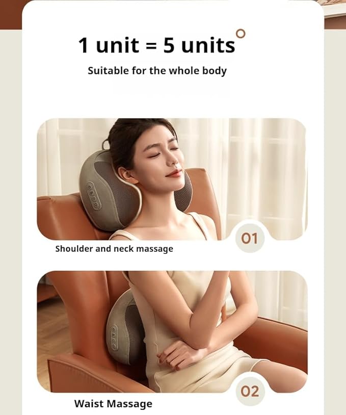 Back and Neck Massager with Heat 3D Deep Tissue Kneading Cordless Rechargeable Electric Massage Pillow for Muscle Pain Relief Use at Home Car Office Give gifts to parents (creamy white)