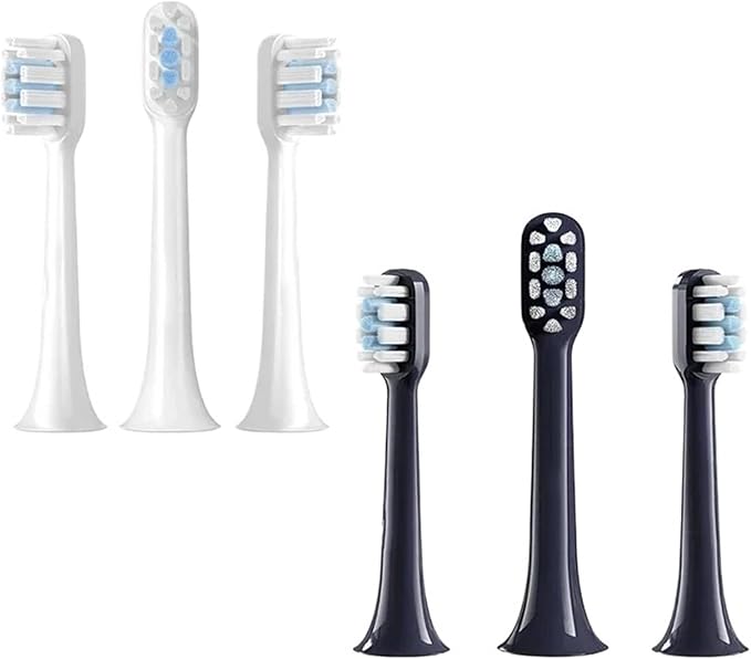 Compatible for Xiaomi Mijia T301 T302 Sonic Smart Electric Toothbrush Head Brush Spare Pack Replacement Parts(6 pcs White)