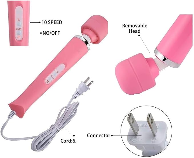 Power Massager Handheld Tool Electric Foot Neck Back Hand Leg Arm Muscle Aches for Women Men Therapy Pain Relief Deep Tissue Toy Massage (Pink Big and Blue Small)