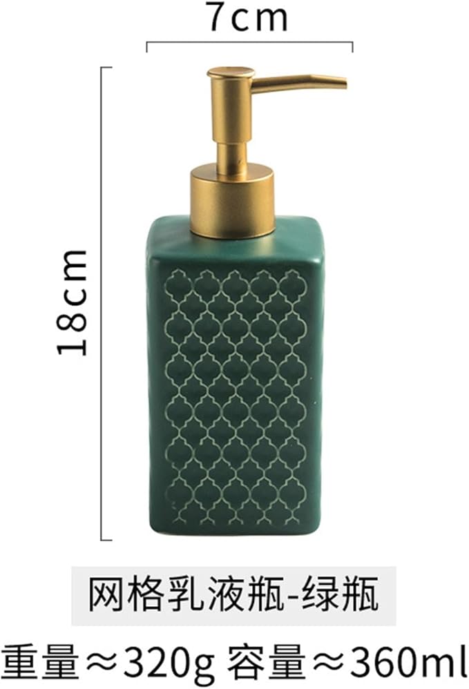 Simple Ceramic Hand sanitizer Bottled Shampoo Shower Gel Disinfectant Press Bottle Bathroom Supplies Bottle(Green)