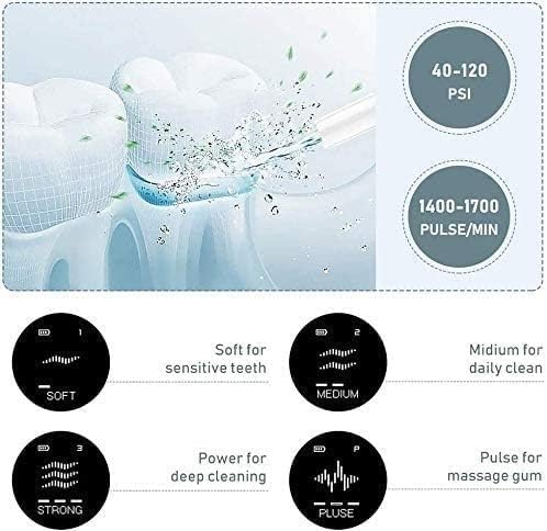 Cordless Water Flosser300ML Portable and Rechargeable IPX7 Waterproof 4 Modes with Cleanable Tank for Home and Travel