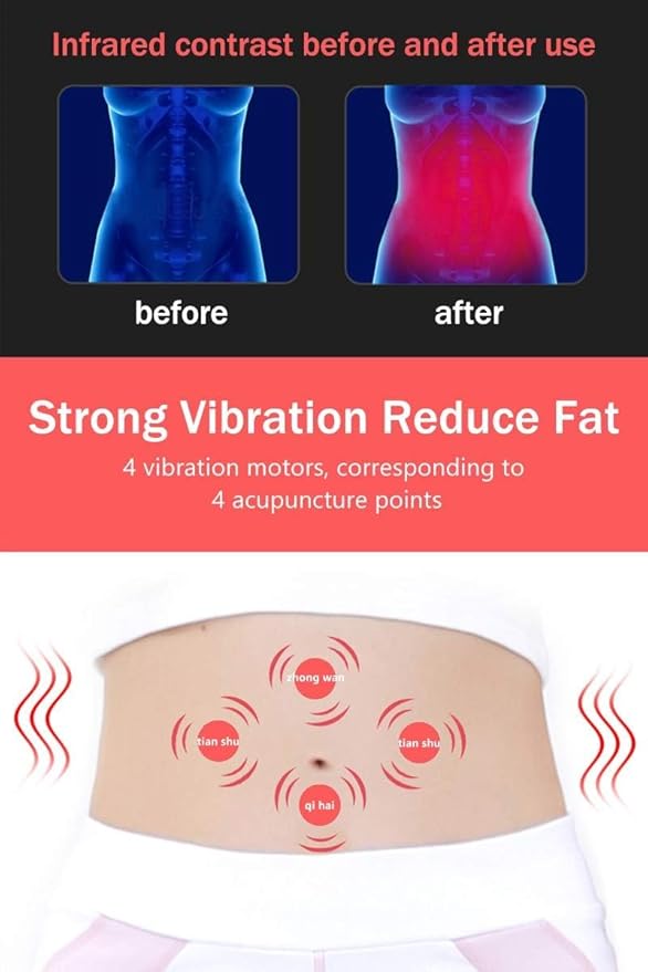 Electric Slimming Heating Belt-with 12 Natural Jade Tourmalines Hot Compress and Vibration Function-360° Full Circle Heating-Help Relieve Back and Waist Pain-50×11 Inches PU Material