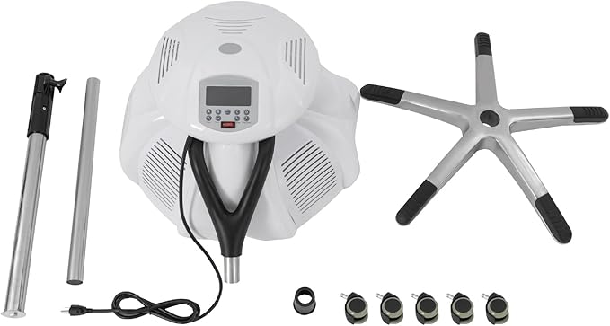 CNCEST Professional Hair Steamer Dryer with Stand1800W Hair Dryer with Stand60-Minute Timer 4 Adjustable SpeedsAdjustable Height 5 Selectable Modes 360° WheelsSalon Hair Perming Machine (White)