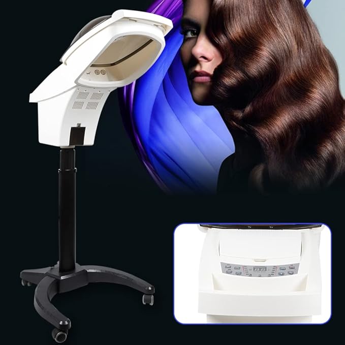 Standing Hair SteamerSpa Hair Care Hair Dye Ultrasonic Ozone Hair Steamer Oil Treatment Machine (White)