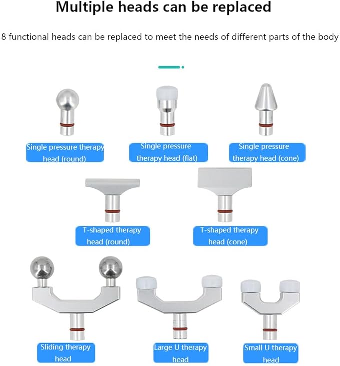 Electric Spinal Massager8 Interchangeable Massage HeadsFor Deep Tissue Back MassageFive Frequencies30 Adjustable LevelsMaximum Strength 1500 NAdjust Spinal Muscle RelaxationSilver