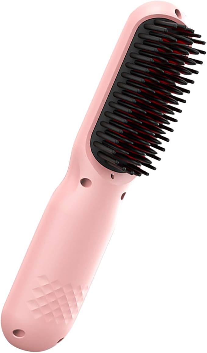 USB Rechargeable Hair Straightener Brush Fast Heating &amp 4 Temp Settings Anti-Scald Brush for Professional Home Constant Temperature Hair Tool