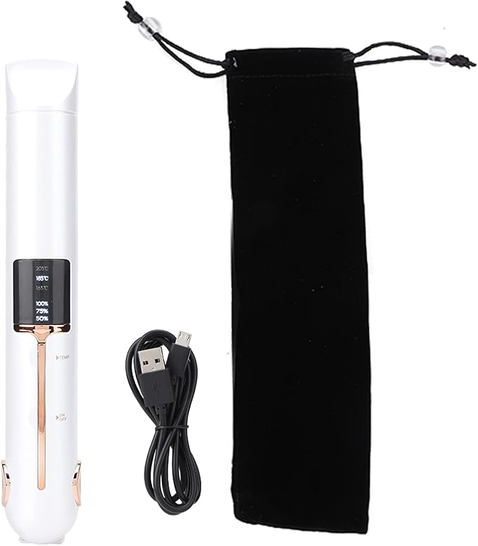 Portable Cordless Hair Straightener Curler with Power Bank Function 3 in 1 3D Comb Teeth Rechargeable Hair Straightener for Home or Travelling
