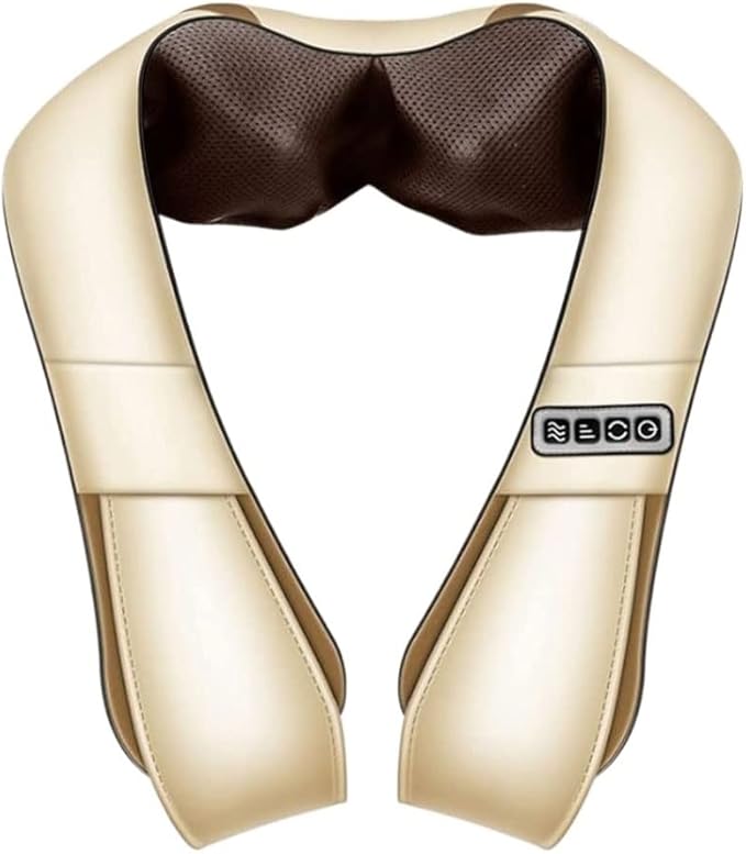 TOEWOE Back Massager Neck Massager with Heat Shiatsu Shoulder Massager Electric Deep Kneading Massager for Back Neck Muscle Relief Gift for Women Men (Color : Gold)
