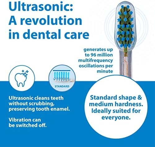 Emmi-dent Electric Ultrasonic Toothbrush Set with Gentle 100% Ultrasound Cleaning Technology. Ideal for Sensitive Teeth &amp Gums Plaque Removal and More! Includes Nano-Bubble Toothpaste. Rechargeab
