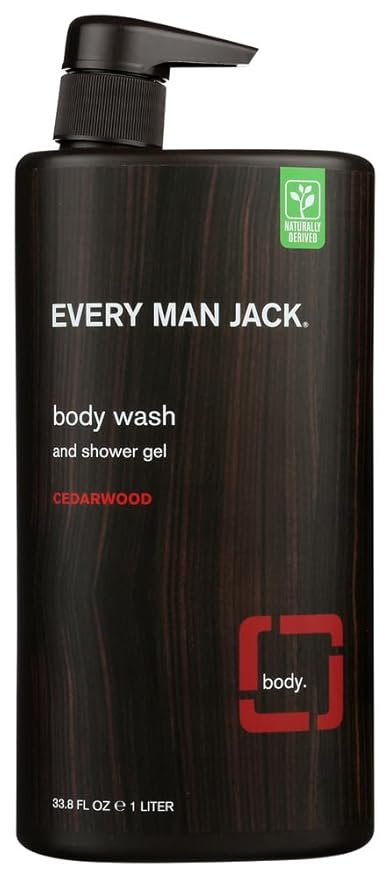 Every Man Jack Men's Body Wash - | 33-ounce Twin Pack - 2 Bottles Included | Naturally Derived Parabens-free Pthalate-free Dye-free and Certified Cruelty Free (Cedarwood)