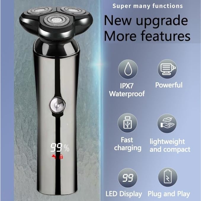 Head Shavers for Bald Men Electric Shaver Men Rechargeable Rotary Floating Razor Beard Hair Trimmer LCD Display Shaving Machine Wet and Dry