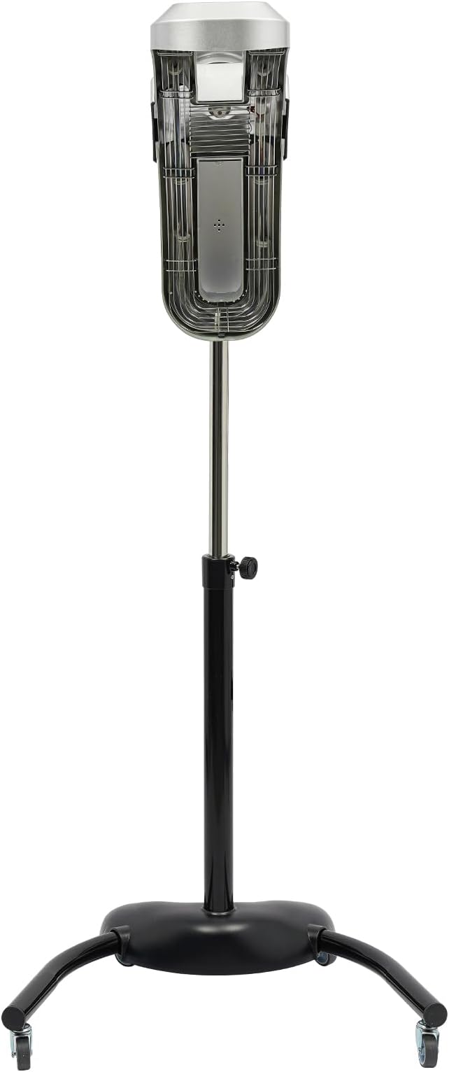 Standing Hair Dryer Color Processor U-Shape Professional Salon Hair Steamer Vertical Hairdressing Heater with Wheels Rotating Hair Care Dyeing Perm Styling Heating Oil Treatment Processor (Silver)