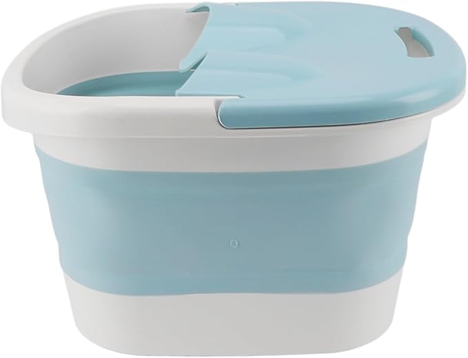 Foot Soaking Bucket Collapsible Massage Function PP Foot Bath Tub for Home (Blue)