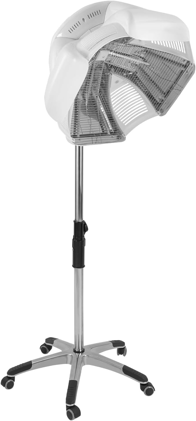 1800W Hair Steamer Freestanding Hair Dryer with Universal Wheels Adjustable Height Salon Hair Perming Machine for Baking Oil Hair Care White