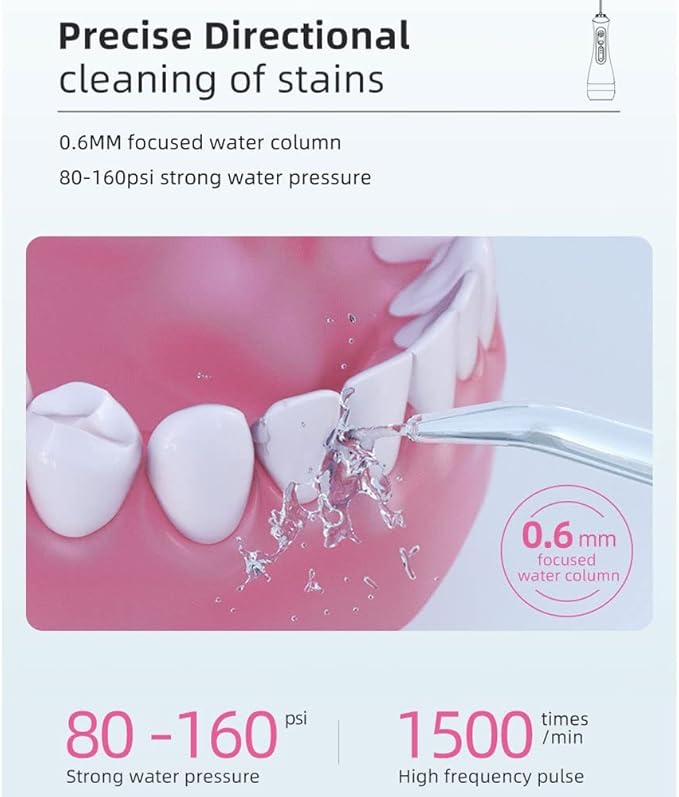 Water Dental Flosser for Teeth - Portable and Rechargeable Oral Irrigator with 200ML Tank 3 Modes - IPX7 Waterproof Water Dental Picks for Travel Home Use