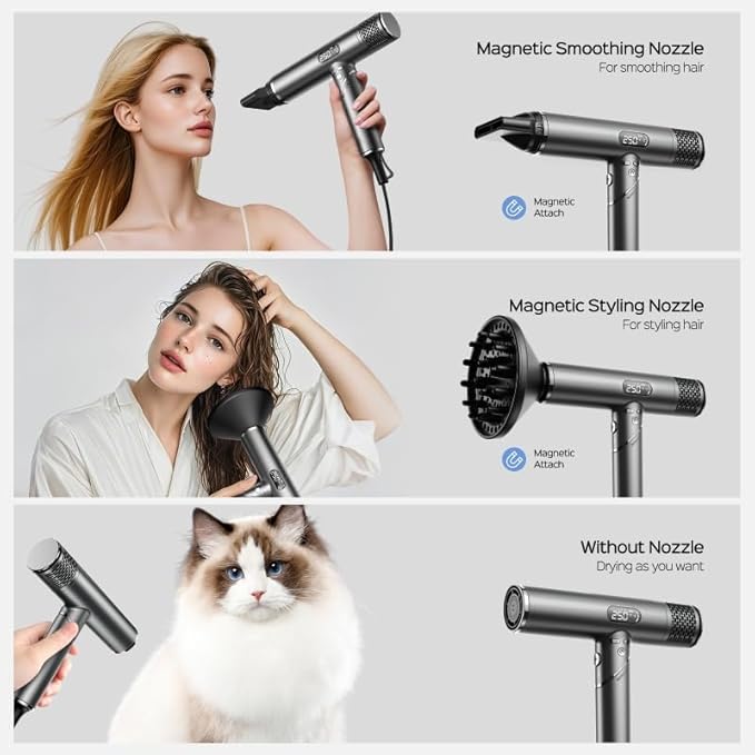 Foldable hair Dryer with Diffuser - 1600W Professional High Speed Blow Dryer with Comb100000RPM Fast Drysalon-quality results4 Temps &amp 3 SpeedsLow Noise Portable for Home &amp Travel &amp