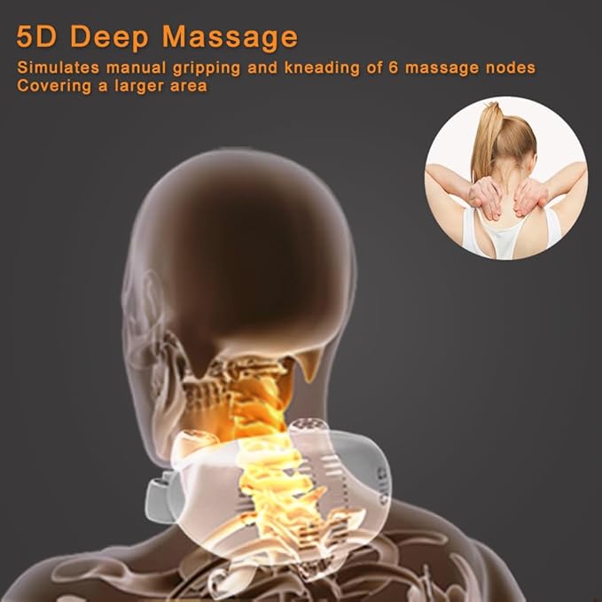 Neck Massager Cordless 5D Shiatsu Back Shoulder and Trapezius MassagerTissue Kneading Massage with Heating Functionto Muscle Pain Relief Gifts for Mom Dad Women Men (Orange)