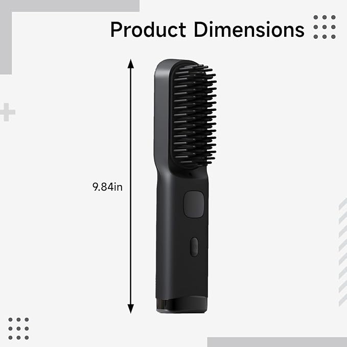 Cordless Rechargeable Hair Straightener Brush 4000Mah Battery 284-392°F Negative Ions Portable for Travel