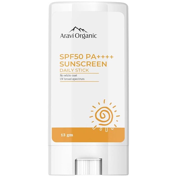 Ar.avi Org.anic Spf 50 Glow Sunscreen For All Skin Type Stick - Broad Spectrum - With Pa++++ Uva &amp Uvb Protection With No White Cast - For Men &amp Women - 13 Gm
