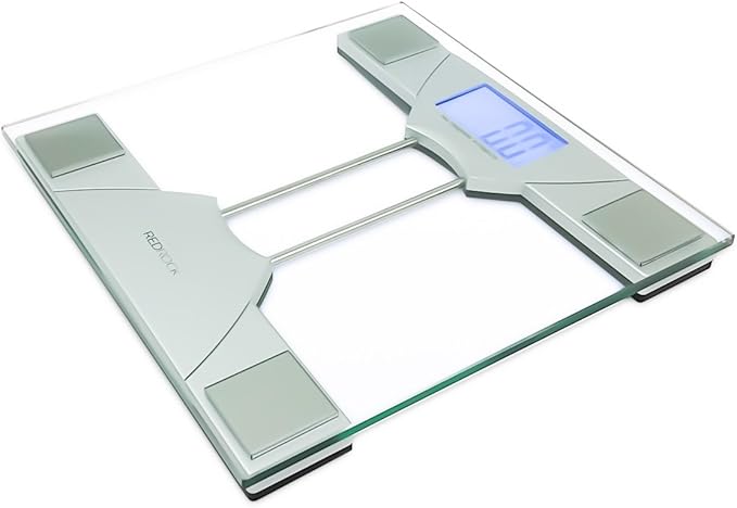 Red Rock Personal Body Weigh Scale Made with Tempered Glass Large Blue Backlight LCD