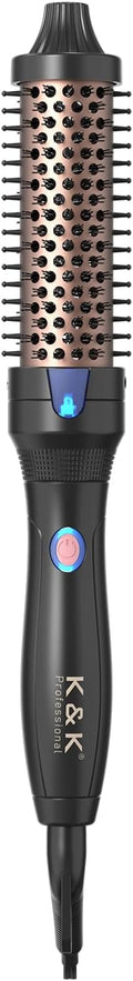 K&ampK Ceramic Tourmaline Ionic 1.25 Inch Heated Curling Brush - Volumizing Hot Brush for Root Volume Loose Curls and Styling