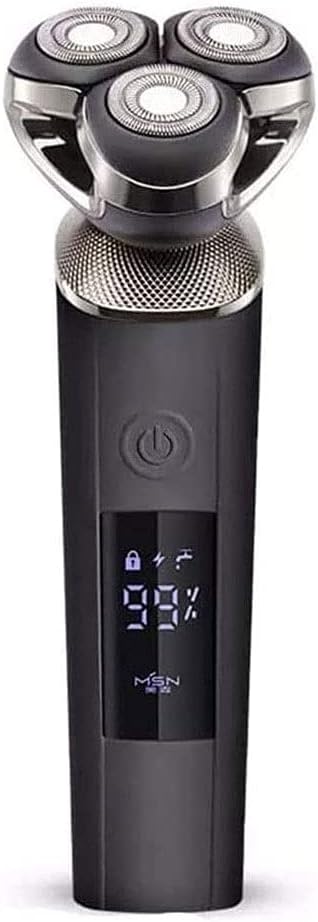 Electric Razor for Men Cordless Rechargeable Electric Shaver 3D Rotary Design Wet &amp Dry Use LED Display Black