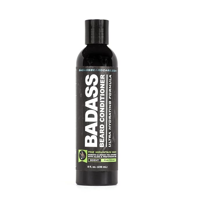 Badass Beard Care Beard Conditioner For Men - THE MOUNTAIN MAN 8oz - Made of Natural Ingredients for A Healthy Soft &amp Itch Free Beard and Mustache